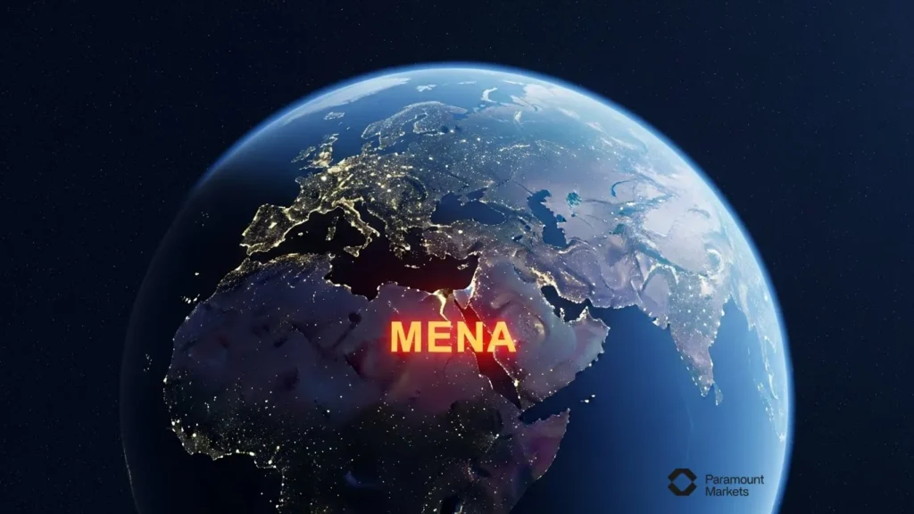 Modern financial skyline of the MENA region, symbolizing economic dynamism and emerging investment opportunities in Middle East and North African markets.