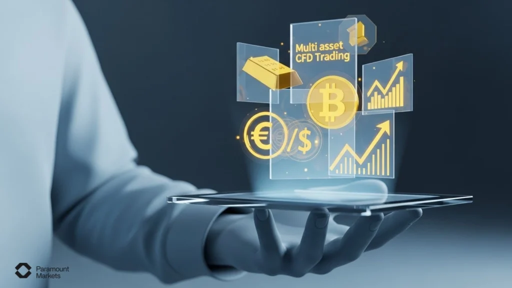 explaining how CFD trading works, illustrating the process of speculating on price movements to profit from buying (long) or selling (short) without owning the underlying asset.
